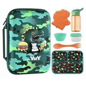 Kids Lunch Box Bag Set - 3D Dinosaur Lunch Bags for Boy with Containers Reusa...